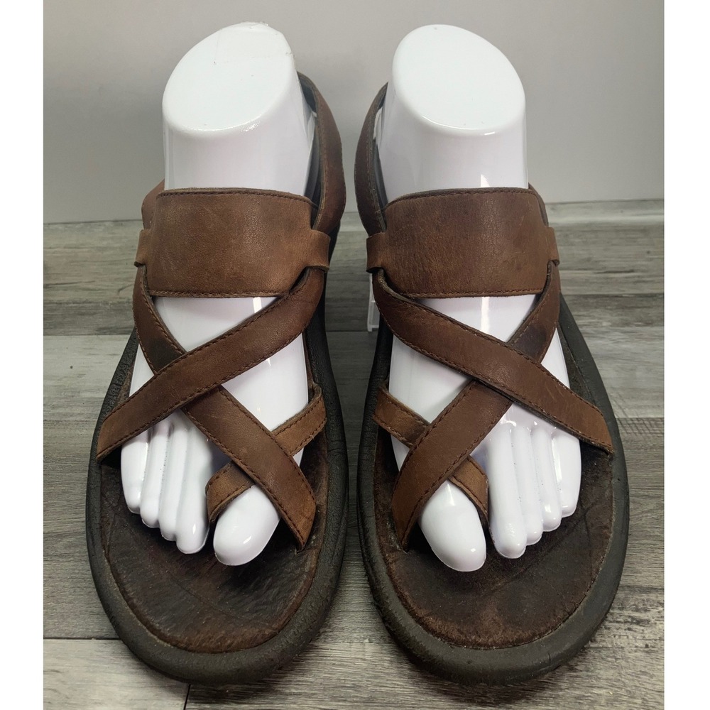 Teva Brown Leather Crisscross Sandals